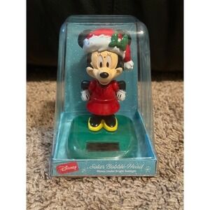Disney‎ Minnie Mouse Christmas Solar Bobble-Head Moves Under Bright Sunlight